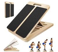 Wooden Slant Board Calf Stretcher, Foldable Portable Stretch and Mobility Board with 5 Angles Adjustable, Non-Slip Squat Slant Board for Stretching, Exercise Therapy Training, 450lbs Capacity