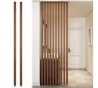 Wooden Slat Room DividerFloortoCeiling Partition Screen for Living Room Office Restaurant2Piece Hollow Decorative Column 145cm/57in Tall (Color: Wood)