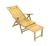 Wooden Slat Sun Lounger Deck Chair Footrest Patio Garden Bamboo Folding Recliner