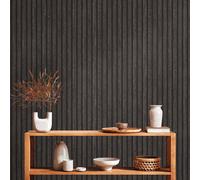 Wooden Slats AS Creation Wallpaper Charcoal 39109-4 Vinyl 3D Effect Panelling
