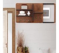 Wooden Sliding Door Electrical Panel Cover, Wall-Mounted Circuit Breaker Box Hideaway, Indoor Meter Box Cover, 60x40cm (23.6x15.7"), Style F, Stylish &