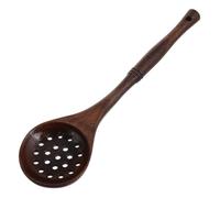 Wooden Slotted Skimmer Spoon with Long Handle for Cooking Noodles | Deep Scoop Design, Polished Smooth Finish, Extended Reach, Suitable for Fried Foods and Hot Pot Dining