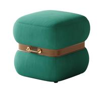 Wooden Small Ottoman, Sofa Footstool Nordic Change Shoes Stool for Living Room Bedroom Entryway, Comfortable Seating/Convenient Handle,Green