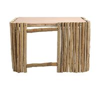 Wooden Small Pet Hideout Hut with Platform, Natural Applewood Hamster Hideout for Rabbit Chinchilla Guinea Pig, Breathable Dual - Entrance Small Animal House with