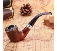 Wooden Smoking Pipe, Classical Detachable Cigarette Tobacco Smoking Pipe Fathers Day Gift, Smoking Wooden Pipe Tobacco (E)