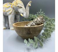 Wooden Smudge & Ritual Offering Bowl With Buddha Design