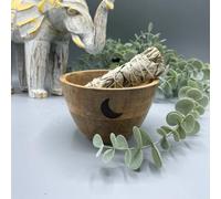 Wooden Smudge & Ritual Offerings Bowl - Three Moons 11X7Cm