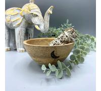 Wooden Smudge & Ritual Offerings Bowl - Three Moons 13X7Cm