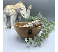Wooden Smudge & Ritual Offerings Bowl With Hamsa Design