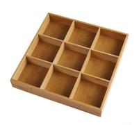 Wooden Snack Serving Tray Multi-Compartment Storage Container Bamboos Display Box Organizer Nuts Candy Holder Food Platter With Dividers For Tea Making Hot Pot Side Dishes(9 Grids)