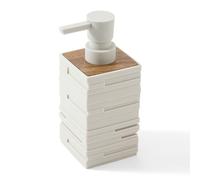 Wooden Soap Dispenser Beige with Teak Wood Décor, Beige and Wood Kitchen Accessories for Bathroom Countertop