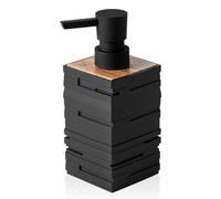 Wooden Soap Dispenser Black with Teak Wood Décor, Black and Wood Kitchen Accessories for Bathroom Countertop