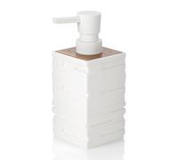 Wooden Soap Dispenser White with Teak Wood Décor, White and Wood Kitchen Accessories for Bathroom Countertop