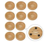 Wooden Soap Tray, Round Bath Soap Dish with Gapped Design for Quick Drying, Natural Wood Storage Holder Plate for Bathroom, 10 Pack