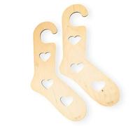 Wooden Sock Blockers Heart Motif, One Pair Knitting and Crochet Sock Mould, Sock Display - Small (UK 2.5-4 / EU 35-37)