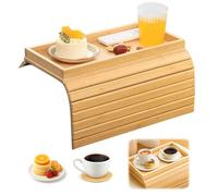 Wooden Sofa Arm Tray Table: TVOOD Foldable Sofa Armrest Tray Anti-Slip Armchair Table Couch Cup Holder for Remote Control Drink Snacks Cups Fit Elderly & Mother