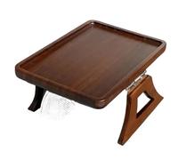 Wooden Sofa Armrest Tray Rectangular Sofa End Table Tray Practical TV Snack Tray For Remote Control Wine Drink Snacks Phone(Coffee Brown)