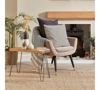 Wooden Sofa Side Table With Steel Hairpin Legs - Rustic Sidetable/nightstand Made From Solid Wood - 60Cm (L) Off The Grain