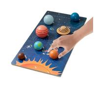 Wooden Solar System Model Board Educational Kids Planet Learning Toy