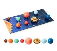 Wooden Solar System Model Board, Montessori Toys Planets Puzzle Science STEM Space Learning for Kids 4-8 with 3D Planets Models, Prechool Educational Gift for Boys Girls