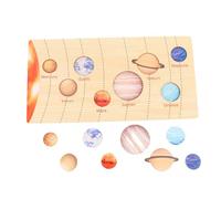 Wooden Solar System Model Board, Space Learning Toys Educational Movable Planets Name Board Game for Boys Girls