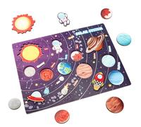 Wooden Solar System Puzzle for Kids, Toddler Toy Montessori Space Learning Board with Planets Prechool Educational STEM Toy for Boys & Girls Ages 3+