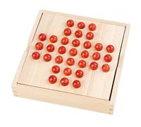 Wooden Solitaire Board - 15*15*5cm Marble Board Game| Classical Strategy Game, Jump Chess Puzzle, Classic Wooden Holiday Indoor Brain Games, Classic Solitaire Boards Games With Chess, For Birthday