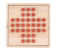 Wooden Solitaire Board - 15cm Classical Strategy Game | Educational Jump Chess Puzzle | Logic Thinking Brain Teaser Toy For Students, Adults, Family | Tabletop Board Game, Learning