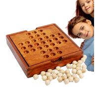 Wooden Solitaire Board Game, Classic Peg Puzzle with Solid Wood Playing Board for Strategic Thinking Logic Training Family Entertainment | Single Player Brain Teaser Tabletop Game for Adults Kids Trav