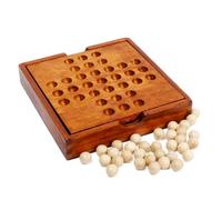 Wooden Solitaire Board Game - Classic Peg Solitaire Puzzle With Solid Wood