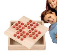 Wooden Solitaire Board Game - Europe Single Chess Puzzle Set, Classic Peg Strategy Toy | Cognitive Brain Teaser Theme Adults Kids Family Entertainment Challenge Learning Skill Development Leisure