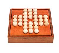 Wooden Solitaire Board Game Single Noble Chess IQ Puzzle for Adults Children