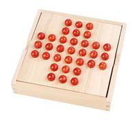 Wooden Solitaire Board Game - Wooden Single Player Strategy Chess Set | Classic Cognitive Checkers Puzzle Game, Educational Solitaire Board Games For Kids Adults Students Family Entertainment