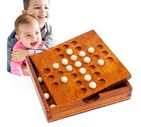 Wooden Solitaire Board - Wood, Strategy Puzzle Game Classic Marble Board | Logic Thinking Leisure Pastime, Single Aristocratic Chess For Home, School, Travel, Family Fun