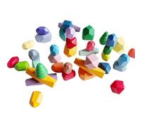 Wooden Sorting, Rocks Stones, Innovative Design Skill Development Safe Materials -Inspired Color Recognition, Polyhedral Stones for Birthday, Party Favor 3.15x3.15x0.98inches