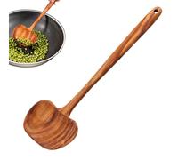Wooden Soup Ladle - 2-in-1 Non-Stick Long Handle Ergonomic | Cooking Turner Ladles | for Non-Stick Pan Kitchen Home Restaurant Stirring Frying Flipping