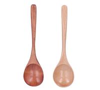 Wooden Soup Spoon Large Handle Japanese Style Wooden Rice Spoon for Kitchen Restaurant Ergonomic Design Safe Durable Beech Wood 2pcs