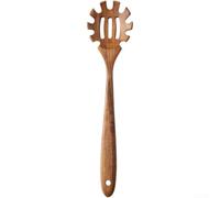Wooden Spaghetti Server Teak Wood Pasta Fork Cooking Utensil Heat Resistant Kitchen Tool for Stirring Serving Brown 32.3cm