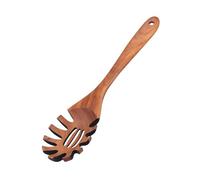 Wooden Spaghetti Server with Long Large Pasta Server, Serrated Spoon, Ideal Pasta Fork for Pasta, Robust Cooking Utensils, Wood, Practical Aid for Spaghetti Pasta, Brown, 32 x 8 cm