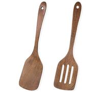 Wooden Spatula, 2 Practical Items Wooden Spatula for Cooking, Heat-Resistant and Non Stick Wooden Spatulas, Wooden Utensils Use for Frying Chicken Wings, Hamburgers, and Other Delicious Foods