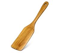 Wooden Spatula Cooking Utensils Wok Spatulas Flat Egg Flipper Spatulas 12 Inch Long Handle Bamboo Wood Spatula Kitchen Utensil for Cooking Flipping, Scraping & Turning