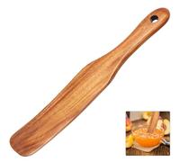 Wooden Spatula for Sourdough Starter, Mixing, Cooking & Baking - Teak Kitchen Utensil with Flat Edge for Non-Stick Cookware, Jars & Bread Dough - Wooden Spurtle for Scraping