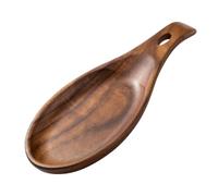 Wooden Spatula Rest with a Finished Brown Wood Appearance, A | Finished Brown Wood Look, Dedicated Place for In-Use Cooking Utensils on the Kitchen Countertop Between Uses