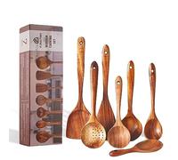 Wooden Spatula Set 7pcs Natural Teak Kitchen Cooking Utensil Wooden Spoon