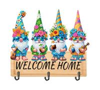 Wooden Special Shape Happy Birthday Dog Rhinestone Painting Coat Hook 3 Hooks Hook Rail for Home Office Decor