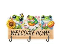Wooden Special Shape Happy Birthday Dog Rhinestone Painting Coat Hook 3 Hooks Hook Rail for Home Office Decor