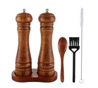 Wooden Spice Chopper - Ergonomic Ceramic Core Mechanism, Professional Kitchen Mortar, Rustic Aroma Dispenser on Table, Oak Hub, for Dining Table, Countertop, Restaurant, B