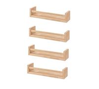 Wooden Spice Rack Nursery Book Holder Kids Shelf Kitchen Bathroom Accessory - Storage Organizer Birch Natural Wood Cookware Kitchen Storage Organisation Rack Holder Spice Racks (Pack Of 4, 60 cm)