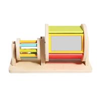 Wooden Spinning Rolling Drum Baby Toy, Sensory Musical Montessori Toy for Babies 6-36 Months, Colourful Rainbow Fabric Ball, Gift for Toddlers, Early Learning Toy for Boys and Girls Ideal for Gifts
