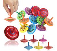 Wooden Spinning Top, Shienus 20Pcs Colorful Handmade Painted Wood Spinning Top Toy Desktop Flat Wooden Peg-Top Gyro Toy Children Kids Gift for Kids Children